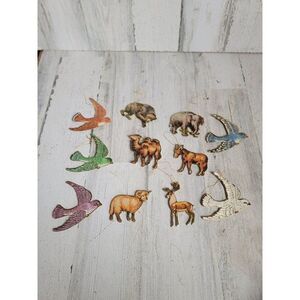 vintage Merrimack bird bear variety animal moose ornament‎ Xmas set
